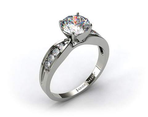 14k White Gold Bow-Tie Channel Set Round Shaped Diamond Engagement Ring  